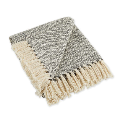 DII Manta Decorativa de Algodón con Flecos 50 x 60 Pulgadas - 50x60" - Fields of Diamond Mineral