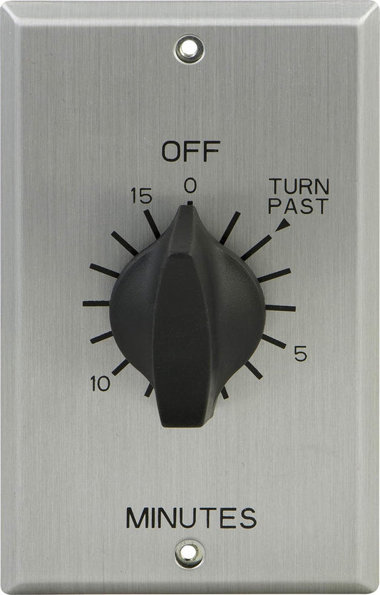 GE - Interruptor de temporizador mecánico de cuenta regresiva en la pared, herida de resorte, hasta 15 minutos, intervalos de 1 minuto, no necesita cable neutro, ideal para luces, ventiladores de escape, calentadores, LED, 15303