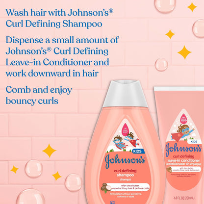 Johnson's Baby - Champú para niños sin lágrimas que define los rizos con manteca de karité, 13.6 onzas líquidas