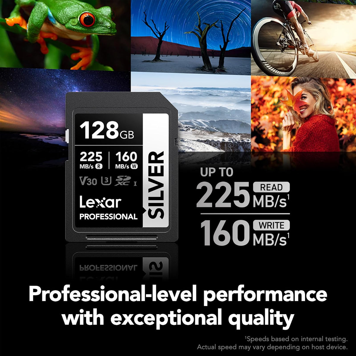 Lexar - Tarjeta SD Profesional de 128 GB, UHS-I, C10, U3, V30, 4K, Tarjeta de Memoria SDXC de hasta 205/140 MB/s, para fotógrafo Profesional, videógrafo, Entusiasta (LSDSILV128G-BNNNU)
