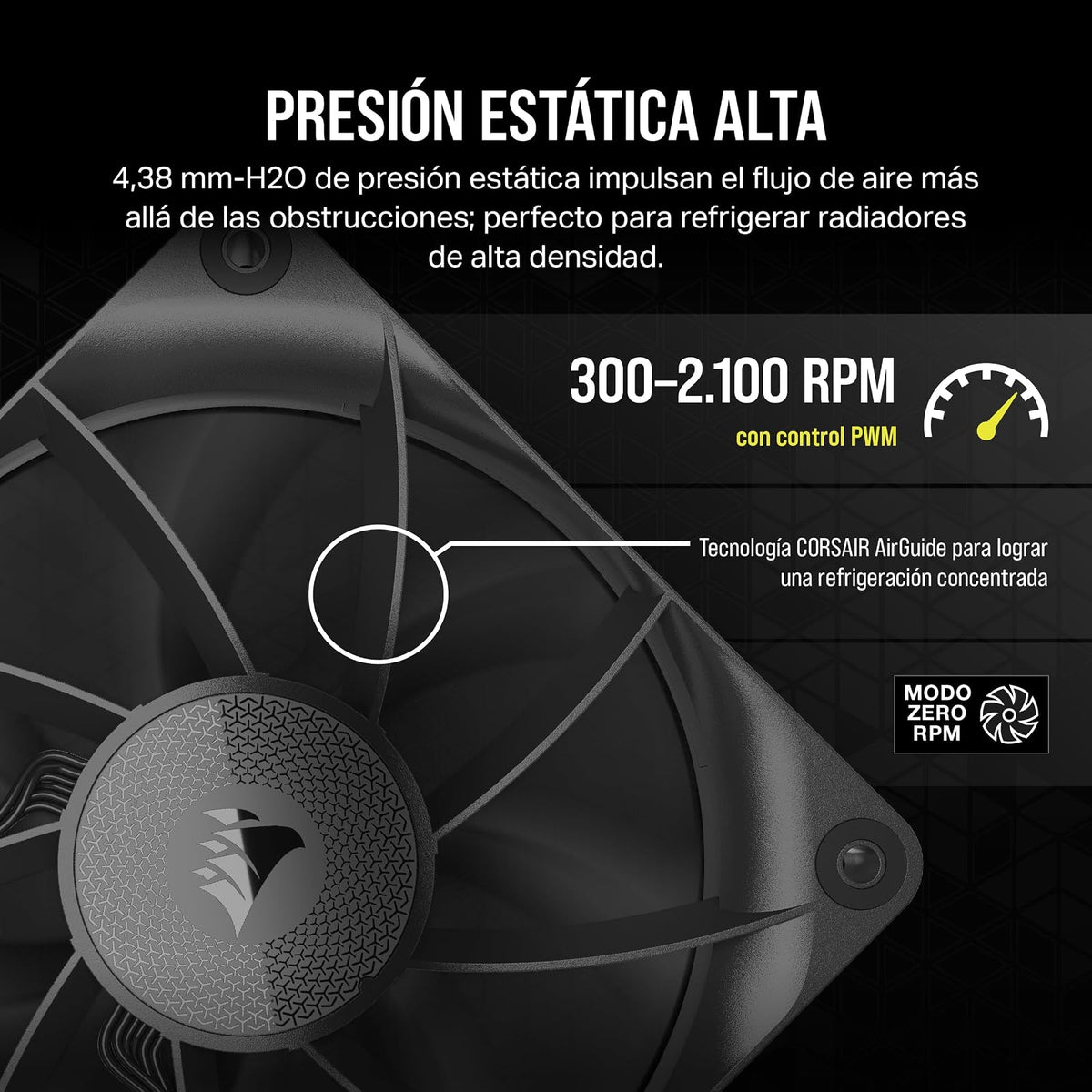 CORSAIR iCUE Link RX120 Ventiladores PWM de 120 mm con iCUE Link System Hub - Rodamiento de Cúpula Magnética - Paquete Triple - Negro