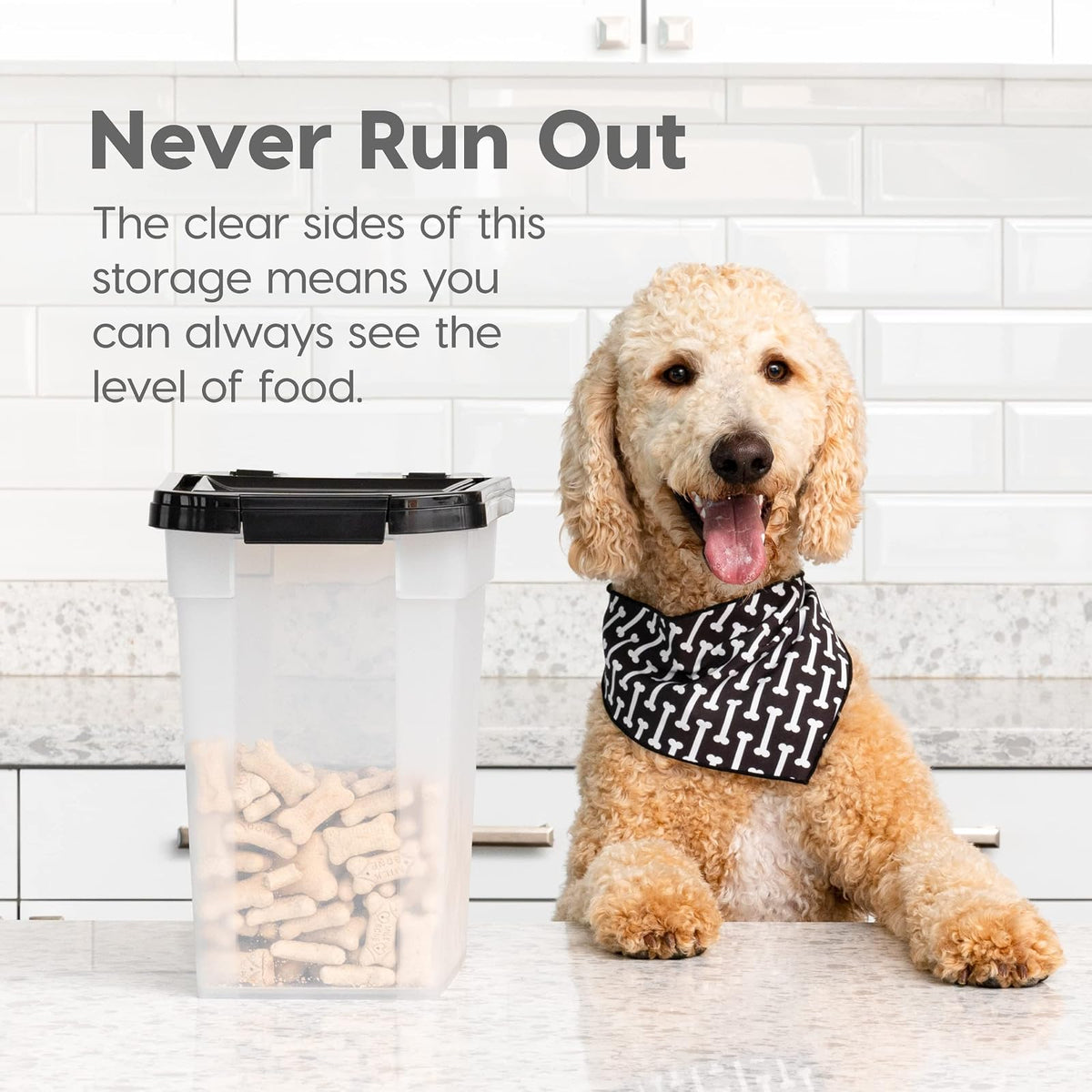 IRIS USA Contenedor para Alimento de Perro, Hasta 10 lb, Transparente/Gris | Libre de BPA, sello hermético, ideal para comida de gatos, semillas de aves, alimento de pollo, juguetes, premios y pellets