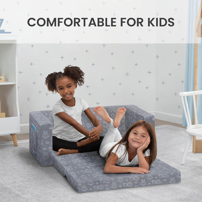 Delta Children Serta Perfect - Sofá convertible extra ancho para tumbona, cómodo sofá 2 en 1 abierto para niños, gris, 76.2 x 43.2 x 38.1 cm (paquete de 1)