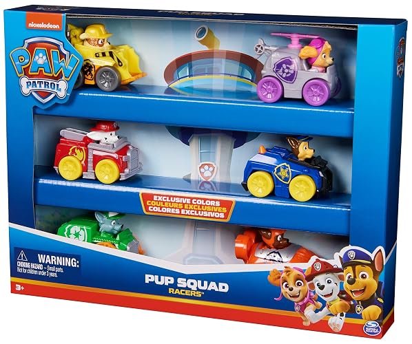 Paw Patrol: Pup Squad Racers, Set de Regalo de vehículos de 6 Piezas, Juguetes para niños y niñas a Partir de 3 años