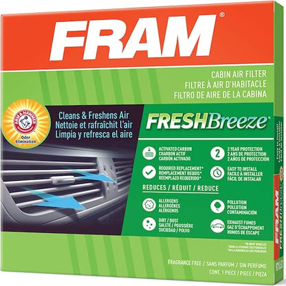 FRAM Fresh Breeze CF11819 - Filtro de aire para cabina con brazo y martillo para bicarbonato de sodio para vehículos GM, Hyundai, Kia