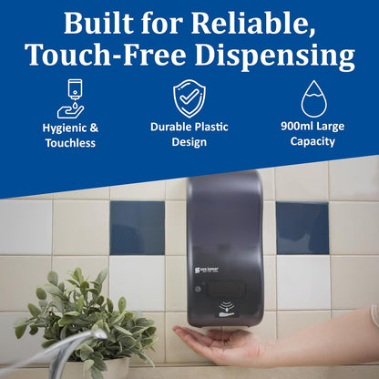 San Jamar Classic Rely - Dispensador de jabón electrónico híbrido de líquido y loción, dispensador de desinfectante de Manos para baño, Cocina, baños y restaurantes, plástico, 900 ml, Perla Negra