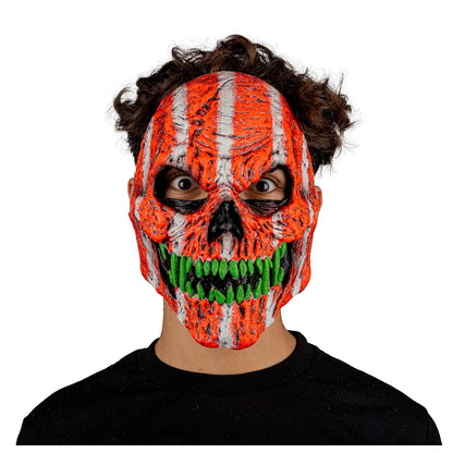 Ghoulish Productions Máscara De Látex Skull fangs Orange Monster Urban Mask Efecto Neón Calavera Creepy, Disfraz Aterrador para Halloween y Fiestas Temáticas, Cosplay, Diseño Artesanal Face Mask