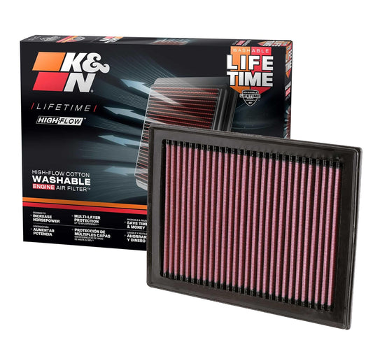 K&N Filtro de Aire de Alto Rendimiento Lavable 33-2409 para Nissan/Infiniti L4/V6/V8 2007-2019, Rojo