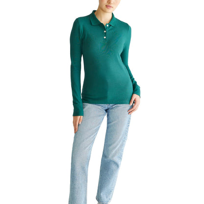 Aeropostale Polo Aero Manga Larga para Mujer - M - Verde (Crocodile Green)