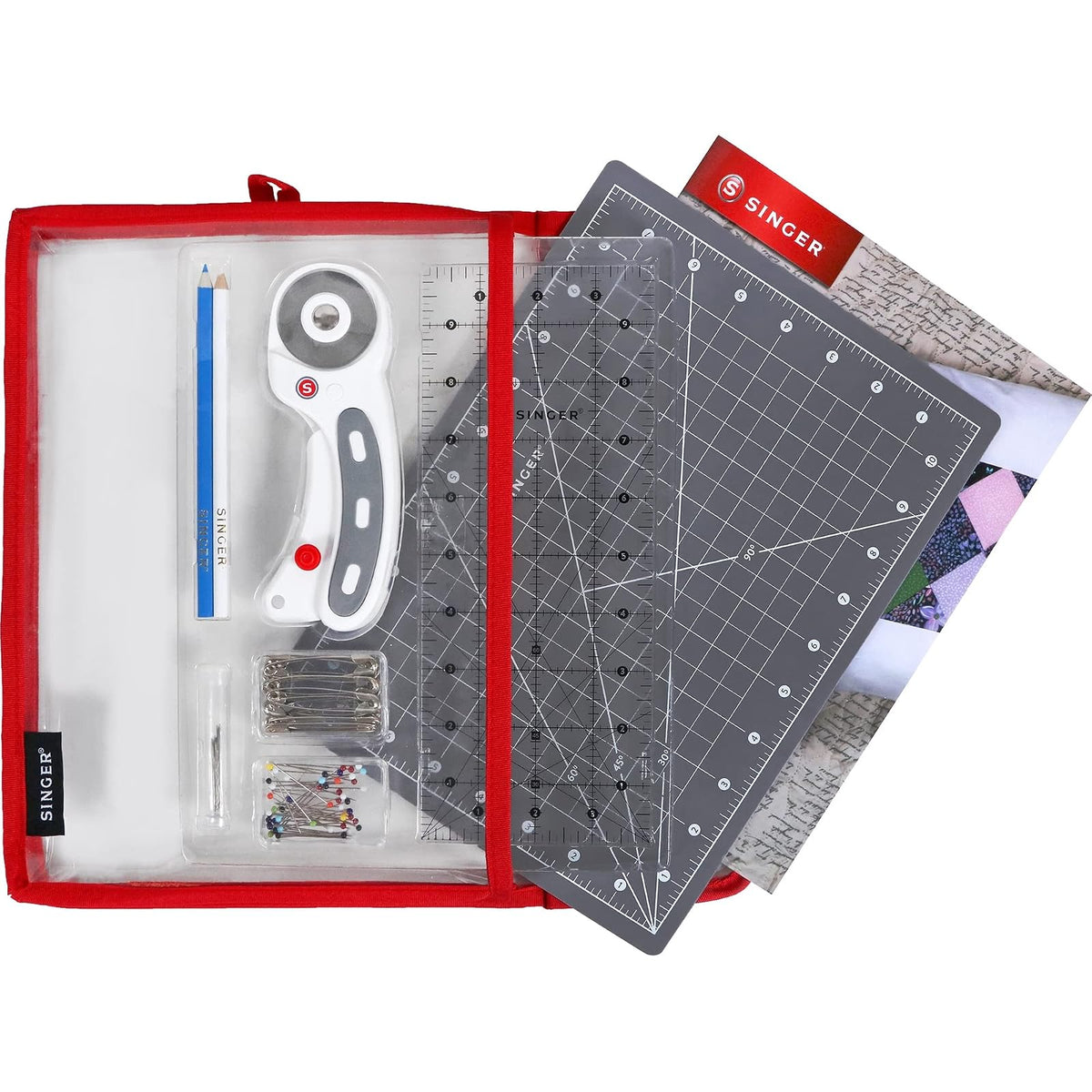 SINGER - Kit de costura para principiantes y adultos con cortador giratorio, tapete de corte, regla acrílica y más