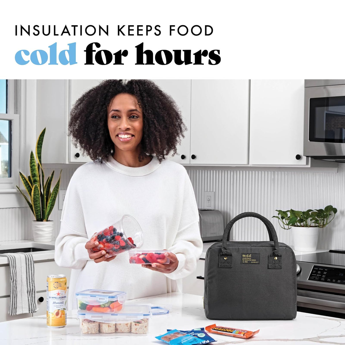 Fiambrera para mujer, con aislamiento para el trabajo, a prueba de fugas y resistente a las manchas, con contenedores, bolsa Bloomington con cierre de cierre, color negro
