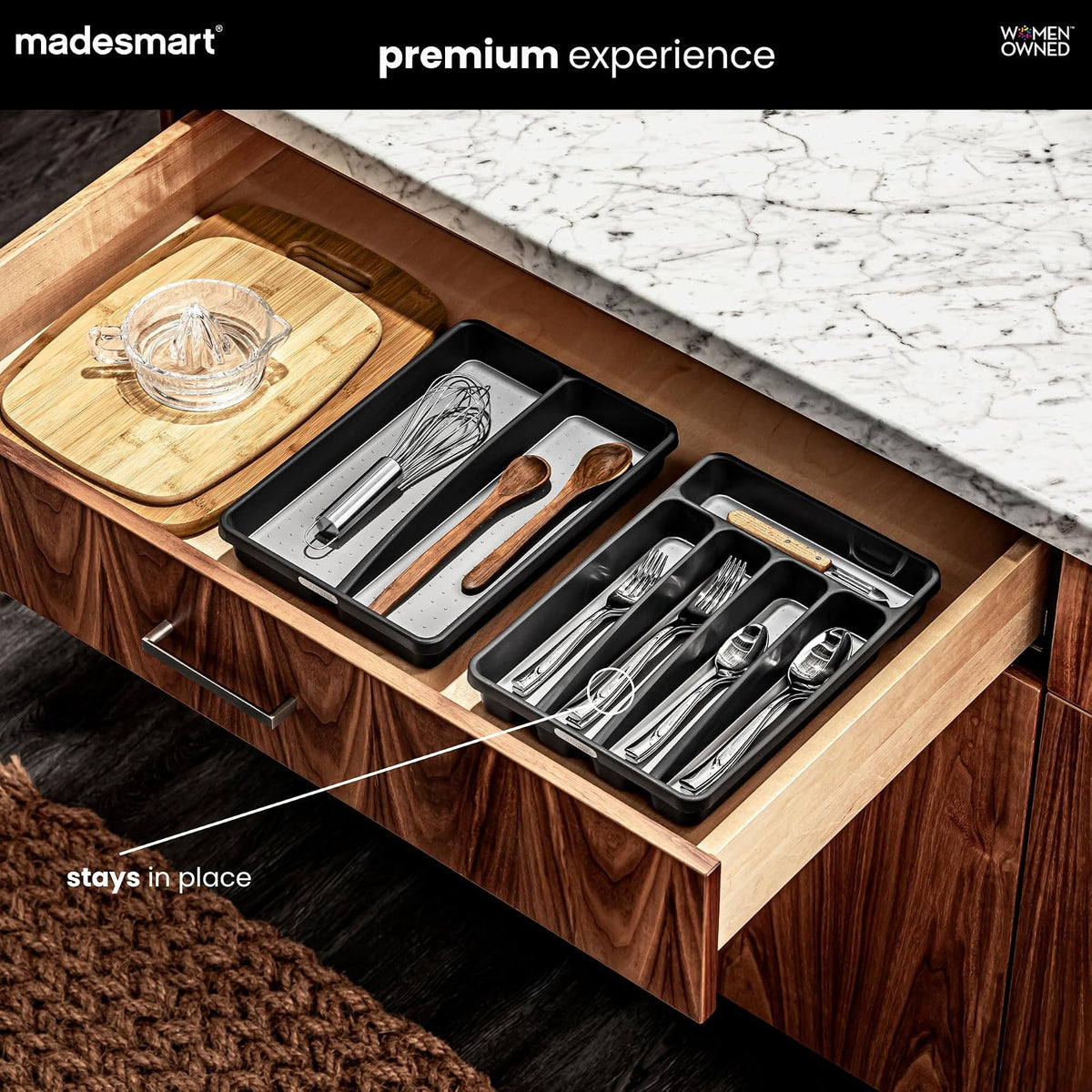 madesmart Classic Mini cubiertos bandeja, Granite, 1