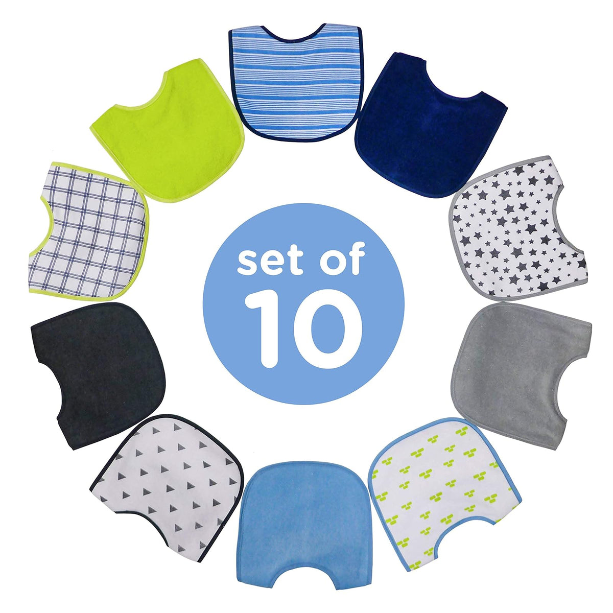 Neat Solutions Boy 10 pack Water Resistant Bib Set