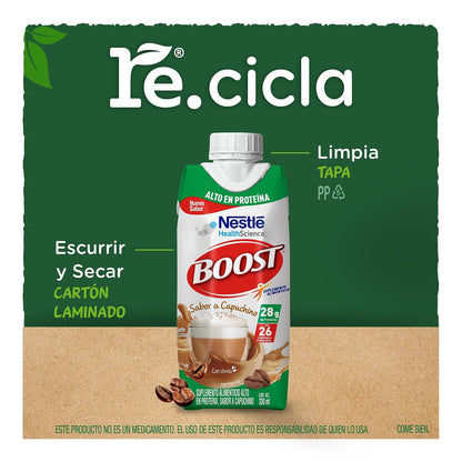 Boost Alto en Proteína Suplemento Alimenticio Capuchino 12 pzas 330ml c/u