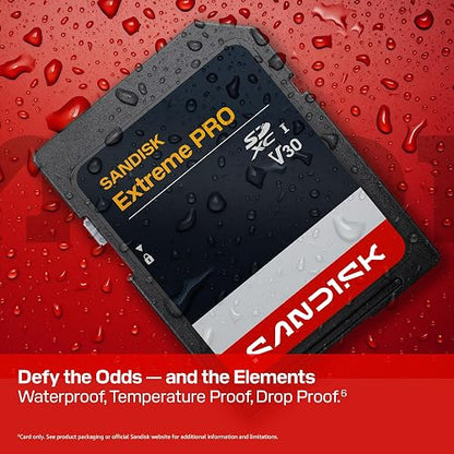 SANDISK - Tarjeta SD Extreme Pro SD UHS-I de 64 GB, hasta 200 MB/s de | Tarjeta SDXC UHS-I U3 con velocidad de lectura de 200 MB/s y capacidad de 64 GB para video 4K, fotografía en ráfaga y