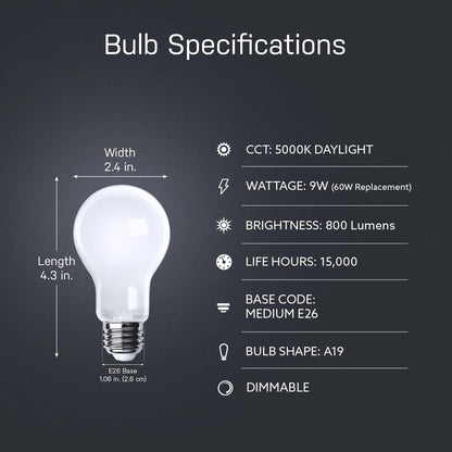 Feit Electric - Luz LED para Exteriores A19, Equivalente a 60 W, Regulable, Base E26, 800 lúmenes, Color Seleccionable, 13 años de Vida, Paquete de 1, OM60/BUG/950/LEDI/RP