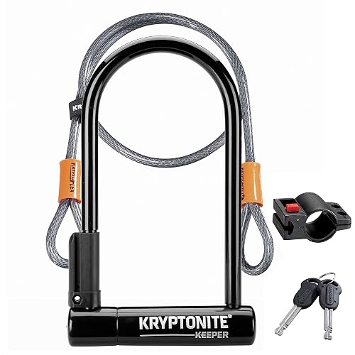 Kryptonite Keeper - Bloqueo en U estándar para Bicicleta, antirrobo de Alta Resistencia, se Vende Plata Segura, grillete de 12 mm con Soporte de Montaje y Llaves para Bicicleta, Motocicleta, Scooter,
