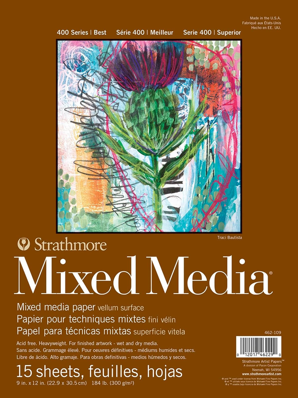 Strathmore Mixed Media 62462109 - Bloc de papel de vitela de 9 x 12 pulgadas, 15 hojas