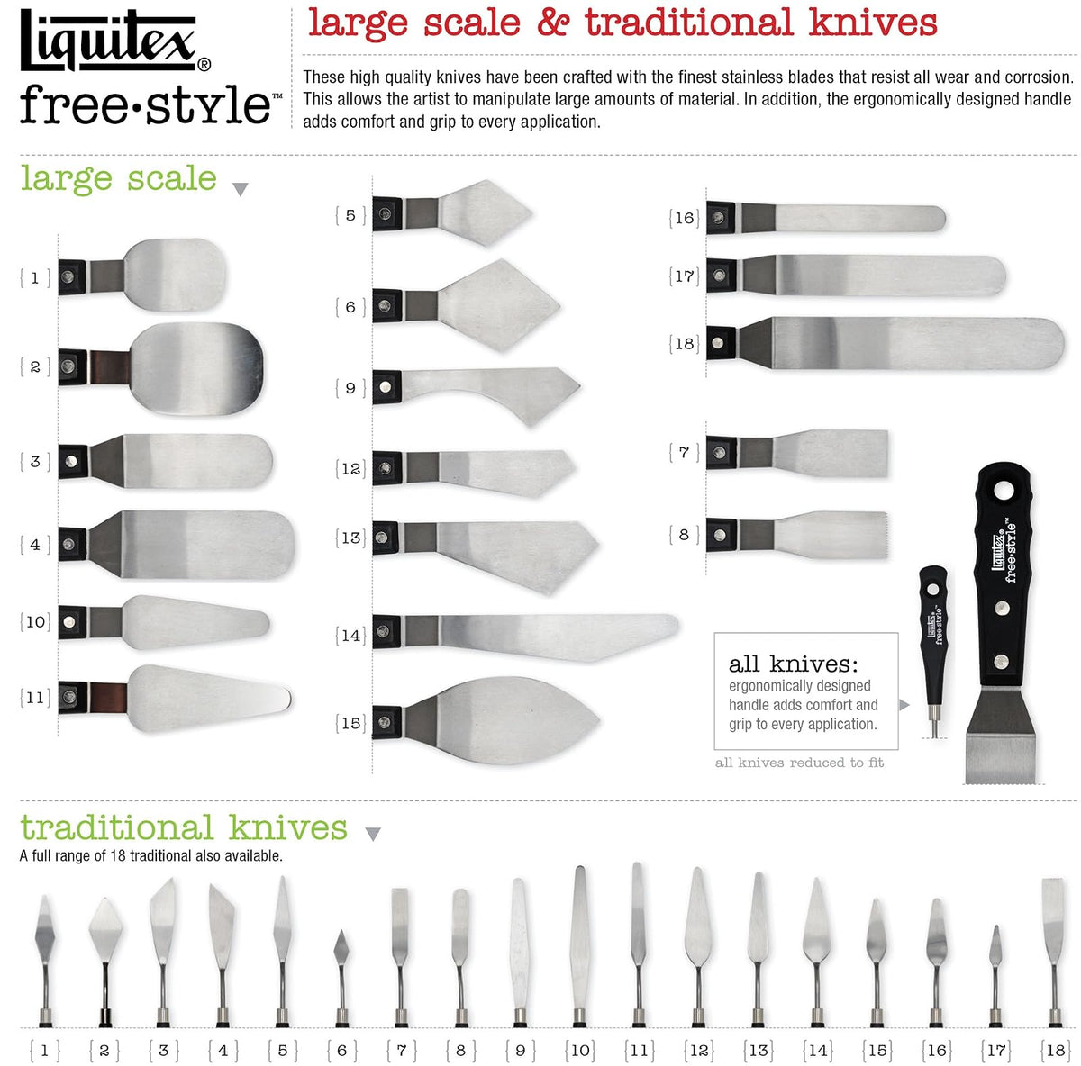 Liquitex Professional Freestyle - Juego de cuchillos tradicionales (6 unidades)