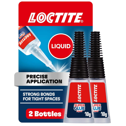 Loctite Super Glue Liquid Longneck Bottle, Clear Superglue, Cyanoacrylate Adhesive Instant Glue, Quick Dry - 0.35 fl oz Bottle, Pack of 2