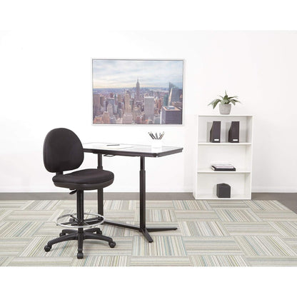 Office Star DC Series - Silla de Dibujo con Asiento y Respaldo esculpidos, Soporte Lumbar Integrado y Anillo de pie Ajustable, Tela Negra Icono