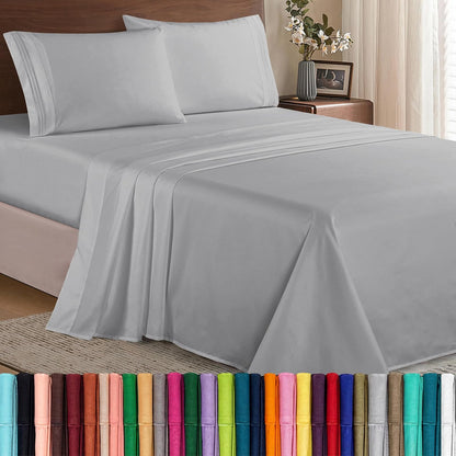 Elegant Comfort Juego de Sábanas de Microfibra Bolsillo Profundo - Queen - Gris plateado