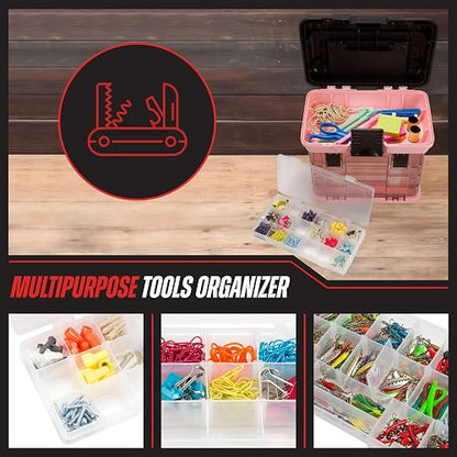 Stalwart - 75-STO3183 Parts & Crafts Caja de herramientas estilo estante con 4 organizadores, rosa