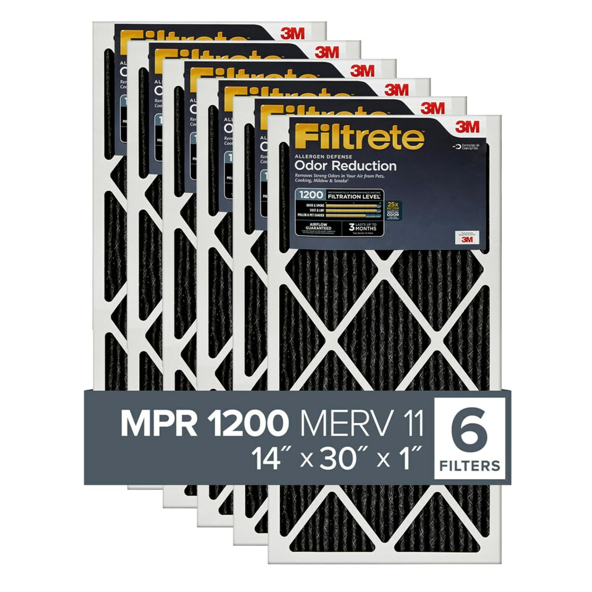 Filtrete AOR24-6PK-1E Air Filter, 14 x 30 x 1, Black - 14x30x1 - 6