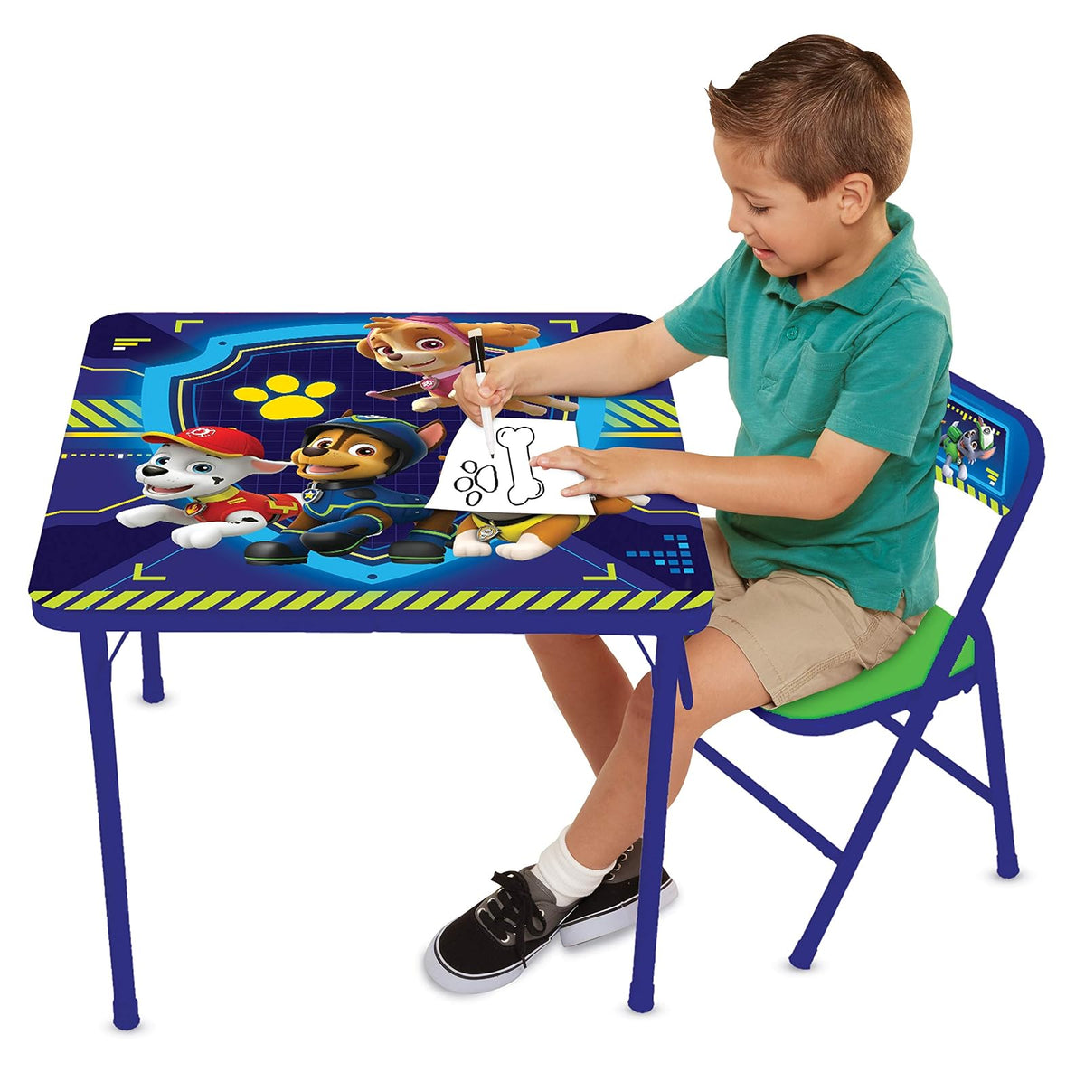 Paw Patrol Juego de Mesa y Silla Junior, Mesa Plegable, sillas Acolchadas