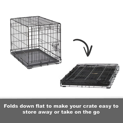 New World - Caja plegable de metal para perros, puerta individual y doble, Puerta única, Negro, 106 cm