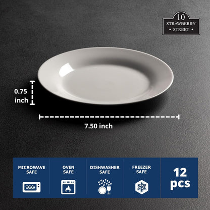 10 Strawberry Street Plato redondo para ensalada/postre de 7.5 pulgadas, juego de 12