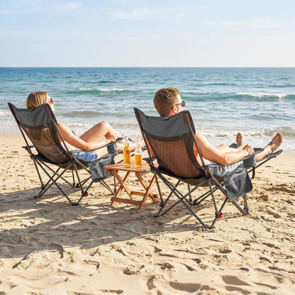 VEVOR Silla de Camping Plegable, 4 Posiciones Ajustables, Silla Reclinable y Portátil con Reposapiés y Reposacabezas, Tejido de Malla, Capacidad de Carga de 100 kg, para Playa y Patio, Gris