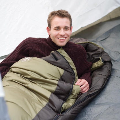 Coleman North Rim - Saco de Dormir Grande y Alto de 17.8 °C (17.8 °C), Saco de Dormir para Momia para Clima frío para Adultos, Cierre sin Cierre con Capucha Ajustable para Calidez y ventilación