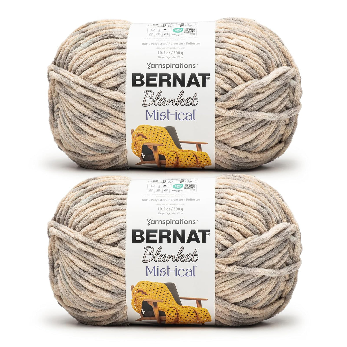Bernat Blanket Mist-ical Estambre Jumbo Efecto Mármol, Azul Tormenta - Nube gris