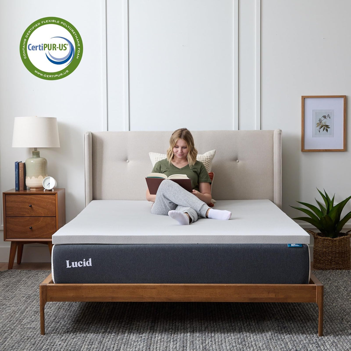 Lucid - Colchoneta de Memory Foam con Infusión de Carbón de Bambú - Sobrecolchón Ventilado de 5 cm - Topper para Colchón Refrescante - Suave y Acolchada - Alivia Puntos de Presión - King