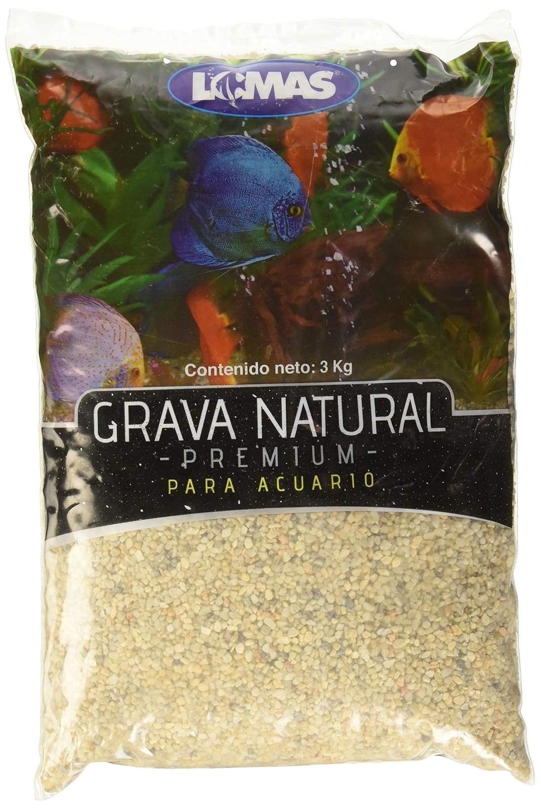 Lomas Arena Silica Grano Fino para Peceras con 3 Kilos + Grava Grano Medio para Acuarios o Peceras con 3 Kilosgramos
