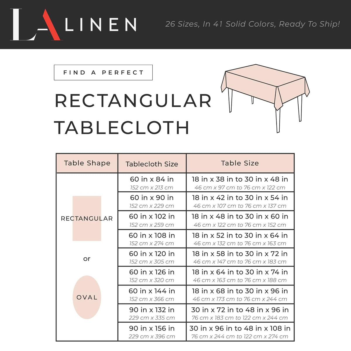LA Linen - Mantel Rectangular de Popelina de poliéster Lavable, Resistente a Las Manchas y Las Arrugas, 60 x 84 Pulgadas, Mantel de Tela para cenar, Cocina, Fiesta, día Festivo, 60 x 84 Pulgadas,