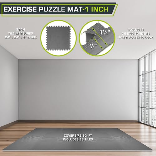 ProsourceFit Weaved Pattern Extra Thick Exercise Puzzle Mat 3/4-inch, EVA Foam Interlocking Tiles for Home Gym Flooring, Cushioned for Weight Lifting Equipment, Anti-Fatigue Floor for Gyms