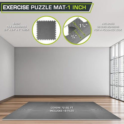ProsourceFit Weaved Pattern Extra Thick Exercise Puzzle Mat 3/4-inch, EVA Foam Interlocking Tiles for Home Gym Flooring, Cushioned for Weight Lifting Equipment, Anti-Fatigue Floor for Gyms
