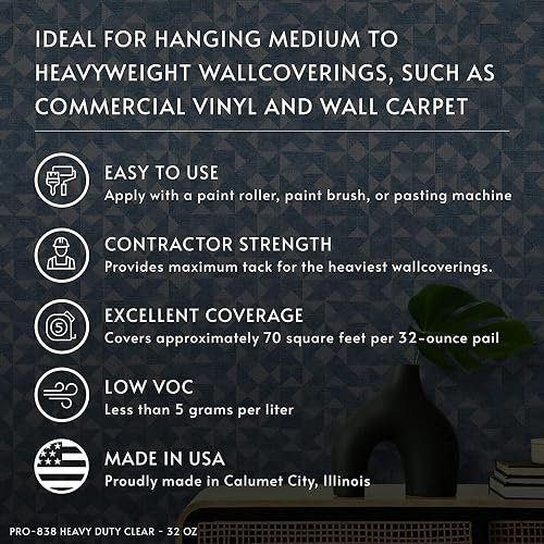 11314 Qt Pro 838 Heavy Duty Clear Wallcovering Adhesive by ROMAN DECORATING PRODUCTS