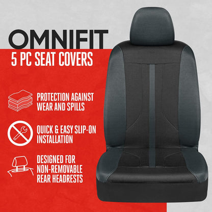 Motor Trend OmniFit MTSC-359 Fundas de Asiento Juego Completo para Camioneta/Van/SUV, Gris/Negro