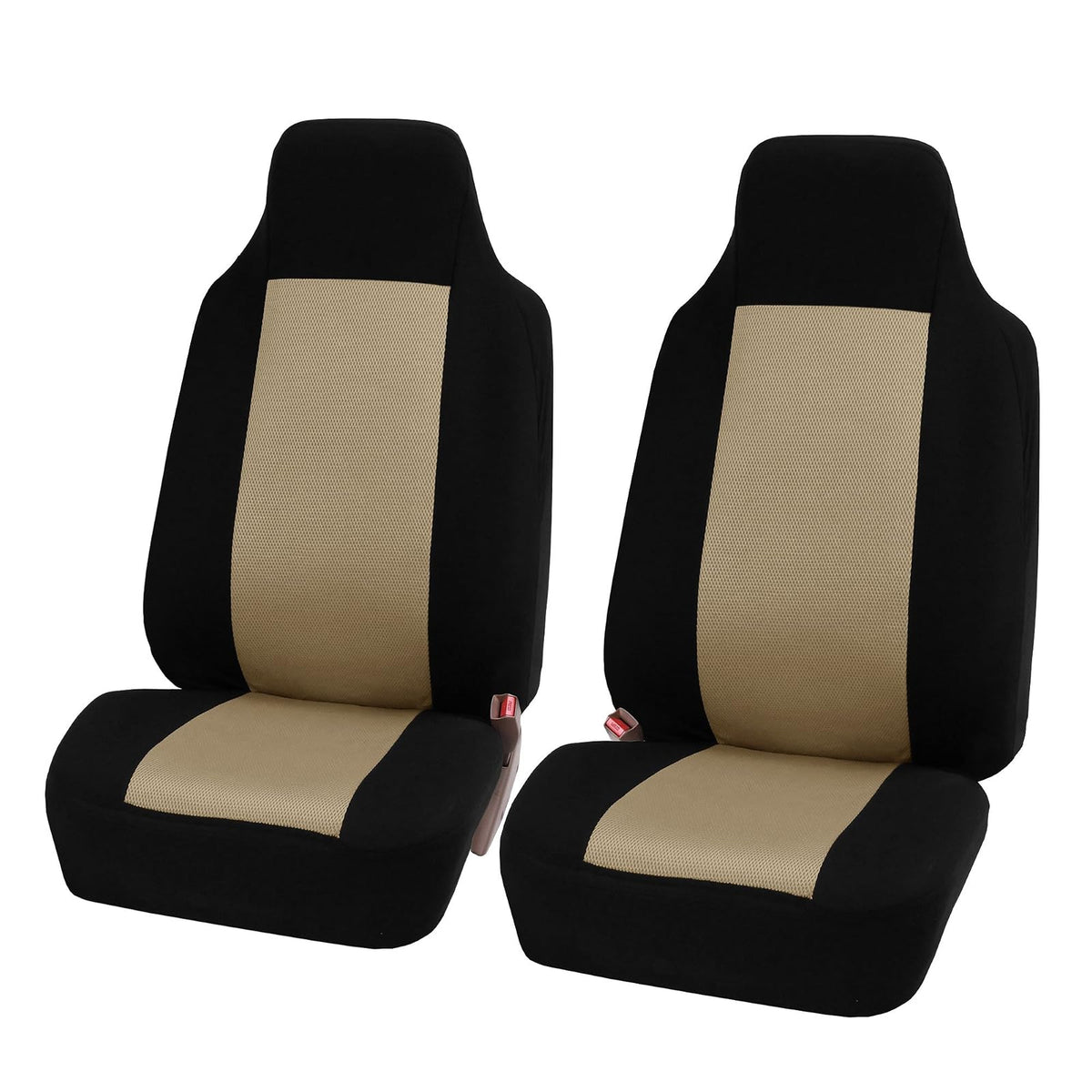 FH GROUP FB102BEIGE102 Beige Classic Cloth 3D Air Mesh Front Bucket Auto Seat Cover, Set of 2 - Beige