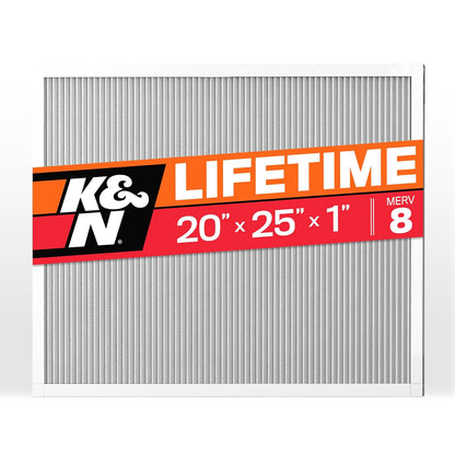 K&N - Filtro de aire para horno HVAC 20 x 25 x 1, dura toda la vida, lavable, Merv 8, el último filtro HVAC que comprarás, respira de forma segura en casa o en la oficina, HVC-8-12025
