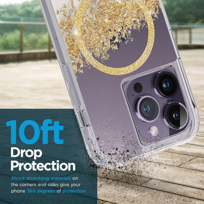 Case-Mate iPhone 14 Pro Case - Karat Marble [10FT Drop Protection] [Compatible with MagSafe] Magnetic Cover with Cute Bling Sparkle for iPhone 14 Pro 6.1", Anti-Scratch, Shock Absorbent, Slim Fit