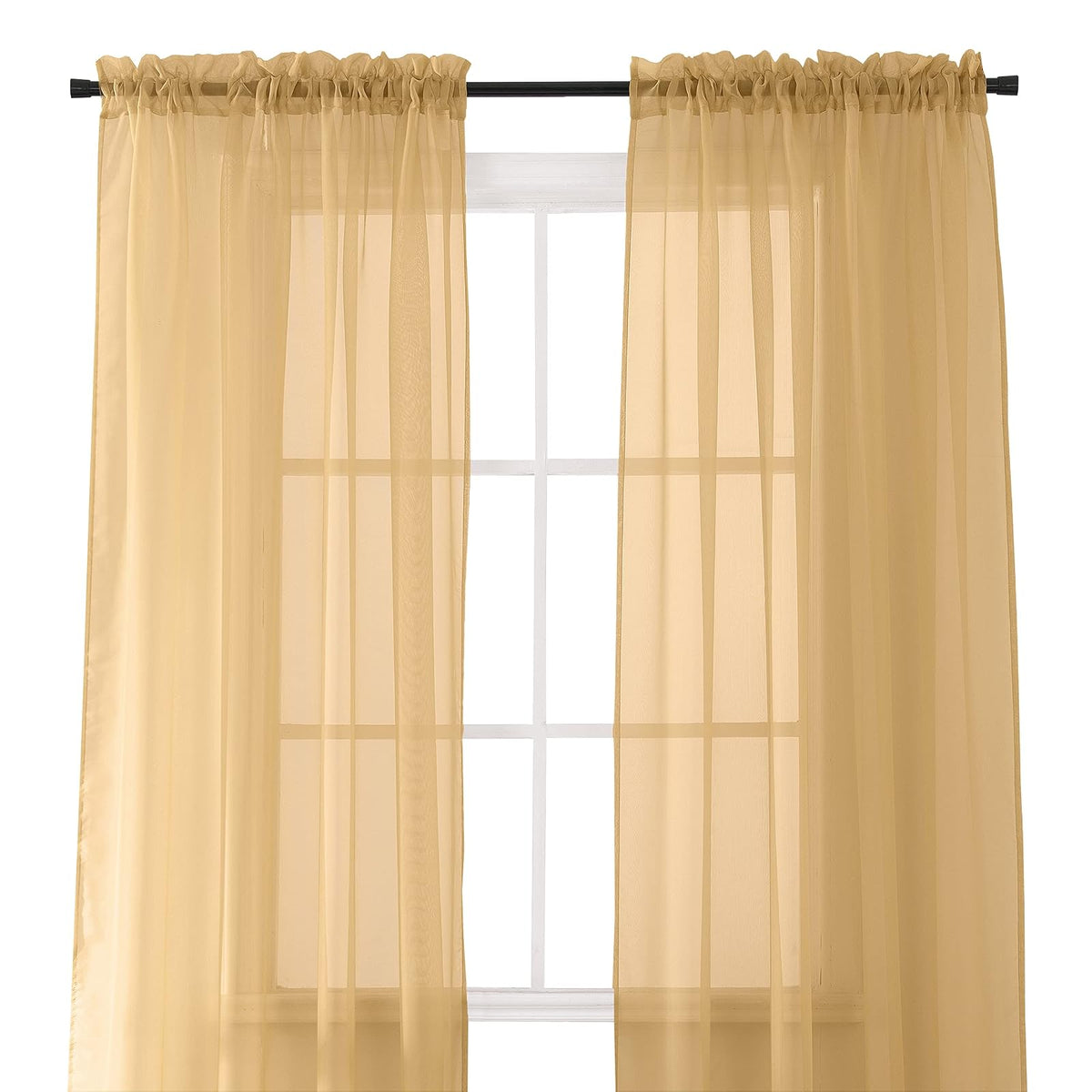 Elegant Comfort Cortinas Transparentes 2 Piezas, con Bolsillo para Barra - 101.6An x 213.4Al cm (1 Paneles) - Bronceado