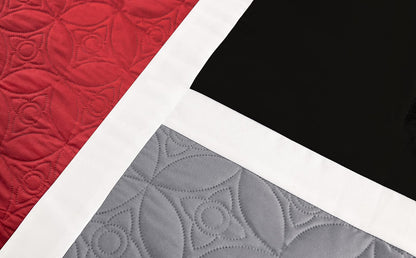 Chezmoi Collection - Juego de edredón Acolchado de 7 Piezas con diseño de Patchwork - Queen, Rojo/Gris/Negro