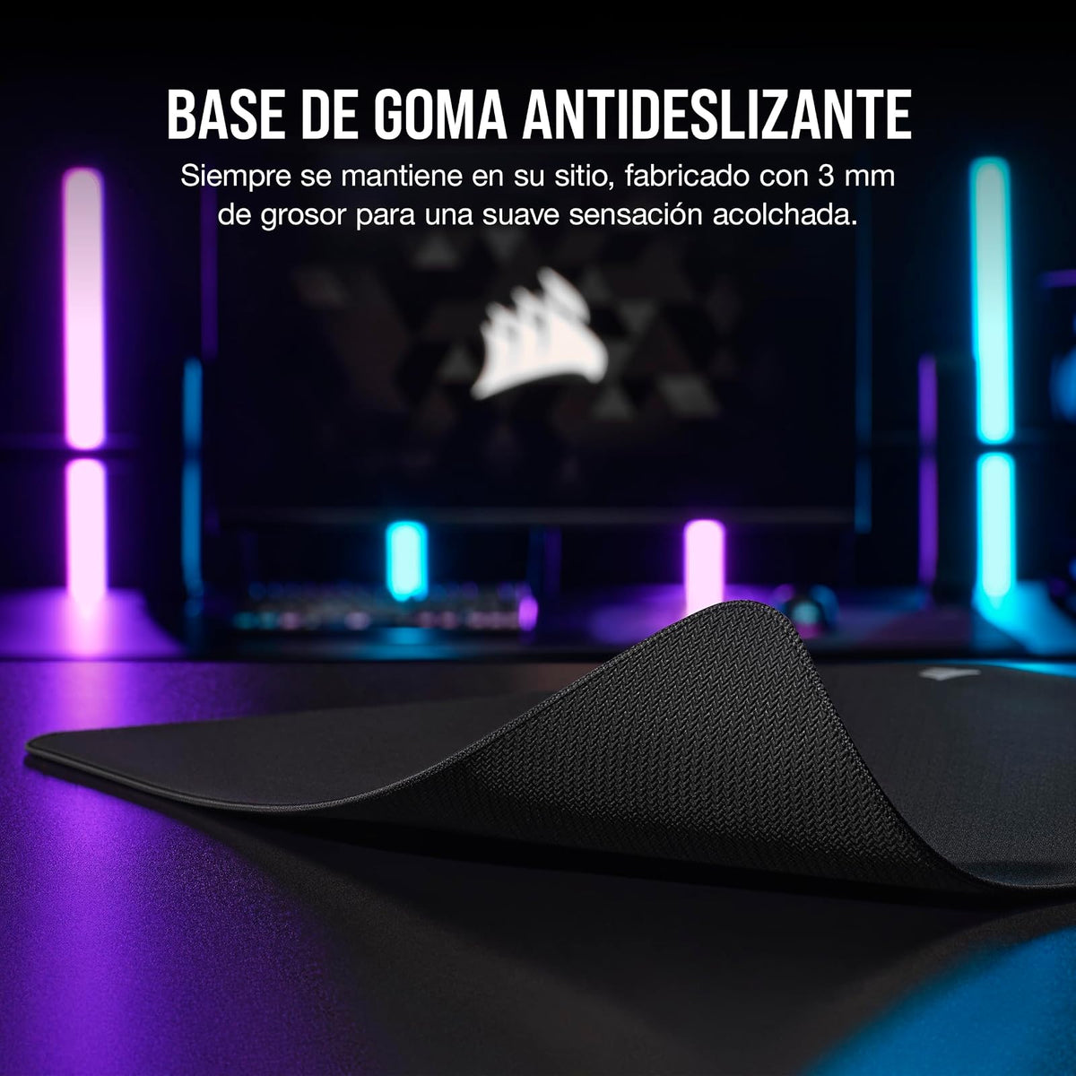 Corsair MM500 v2 - Alfombrilla de ratón híbrida Grande para Juegos, 45 x 40 cm, Revestimiento a Prueba de derrames, Bordes cosidos antideshilachados, Base de Goma Antideslizante, Color Negro