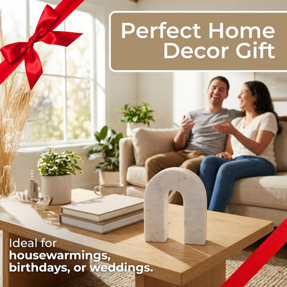 Sagebrook Home Mármol, Herradura de 7 Pulgadas de Alto, Decoración de Mesa, Blanco, Contemporáneo, 6 Pulgadas de Largo x 2 Pulgadas de Ancho