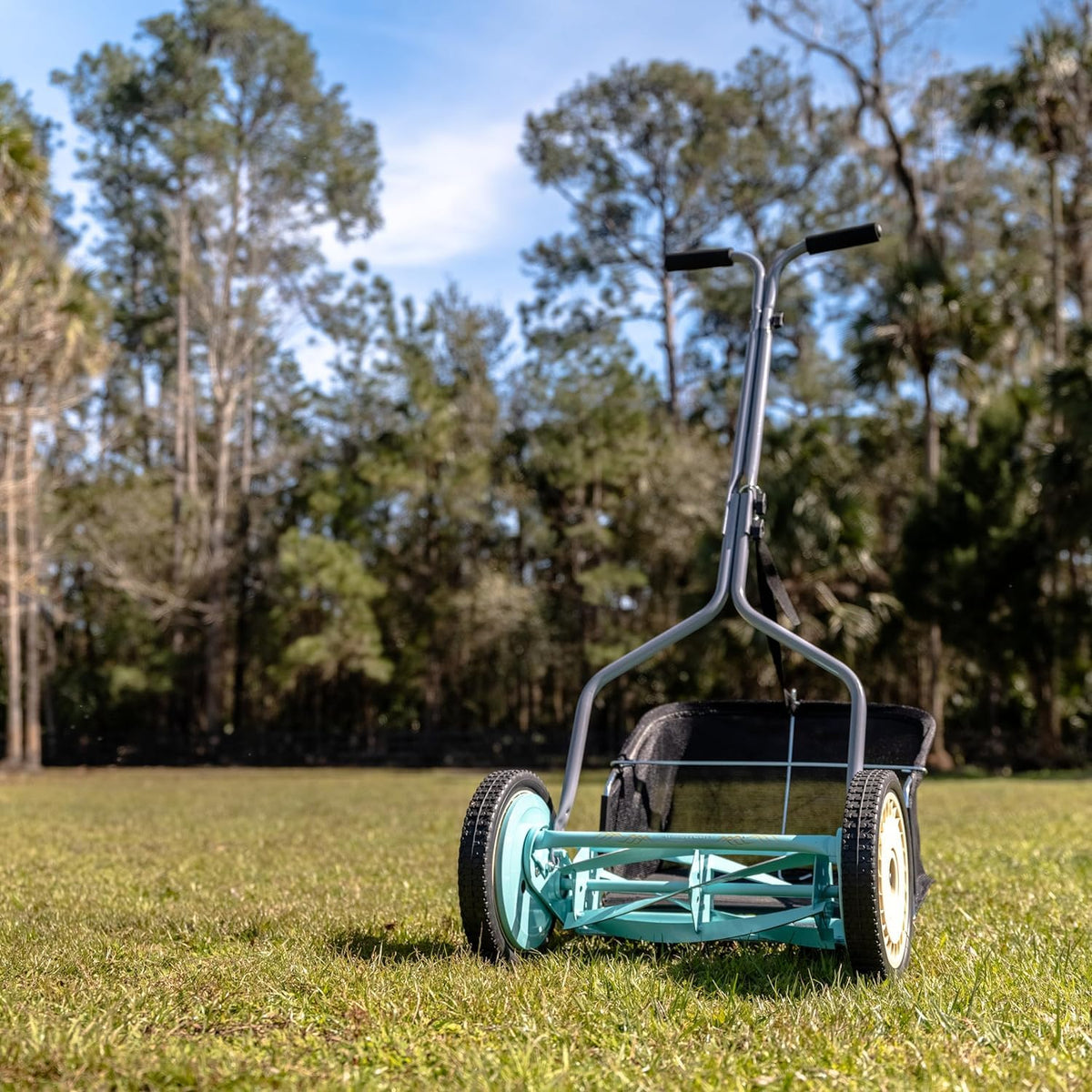 American Lawn Mower Company 1304-14GC Cortacésped con Carrete de Empuje de 5 Cuchillas de 14 Pulgadas con recogedor de zacate, Menta