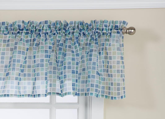 Lorraine Home Fashions Cenefa con diseño de Azulejos, 137 x 30.5 cm, Azul y Verde